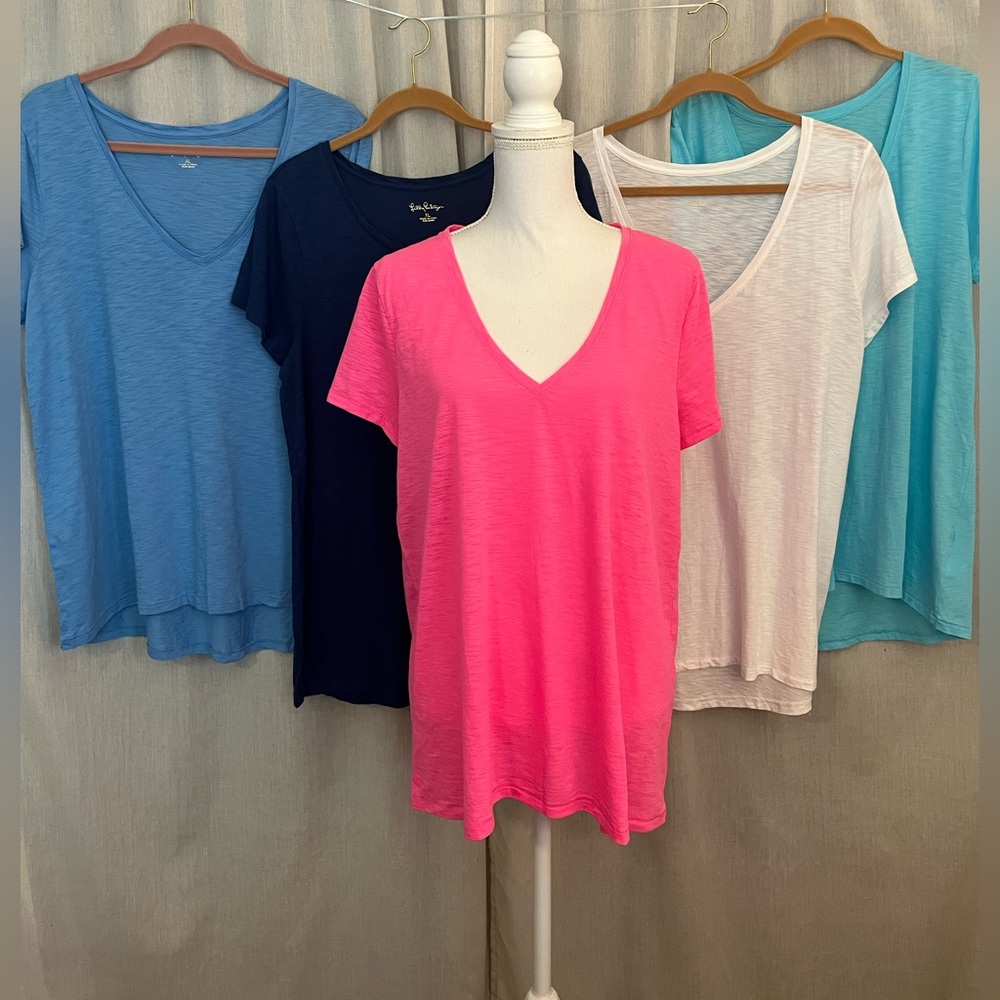 Lily Pulitzer Colorful Sz XL Women's Lot of 5 T-Shirts 100% Cotton